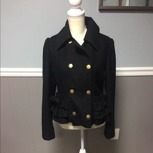 Anthropologie Tulle Juniors Black Peacoat